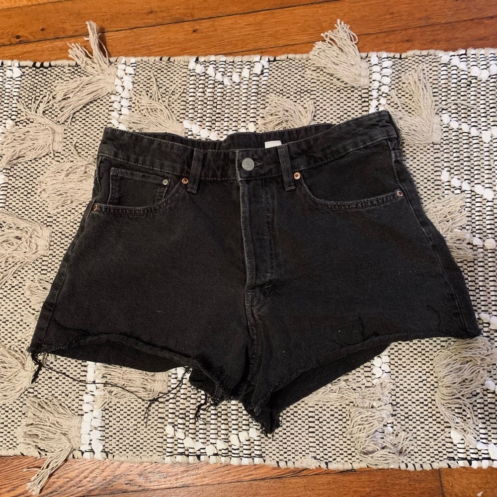 Black denim shorts